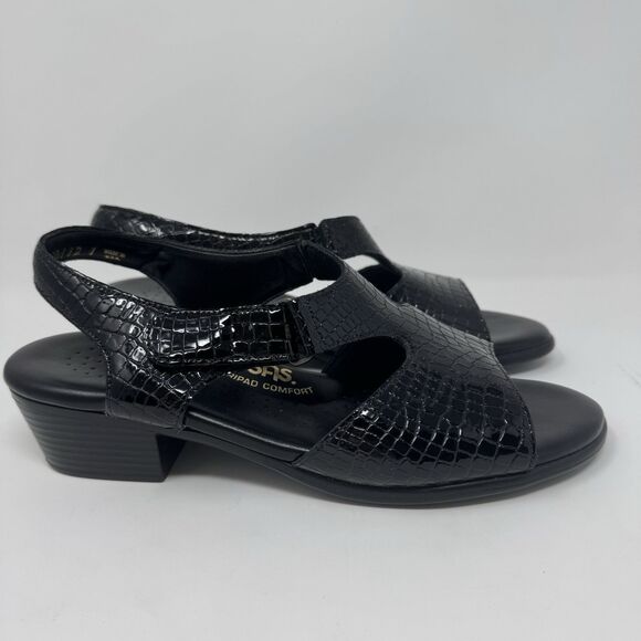 SAS Tripad Comfort Women's Size 8.5M Black Croc Leather Slingback Heeled Sandal - Picture 1 of 8